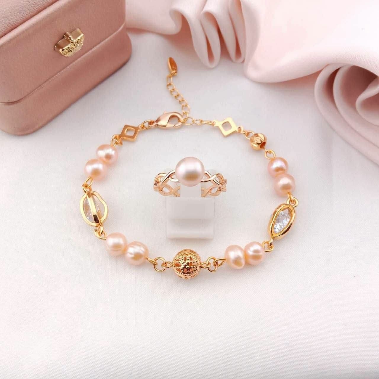 Set gelang cincin mutiara
